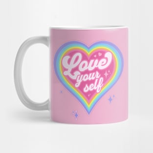 Love Your Self - Anti Valentine's Day Retro 90's Rainbow Heart Mug